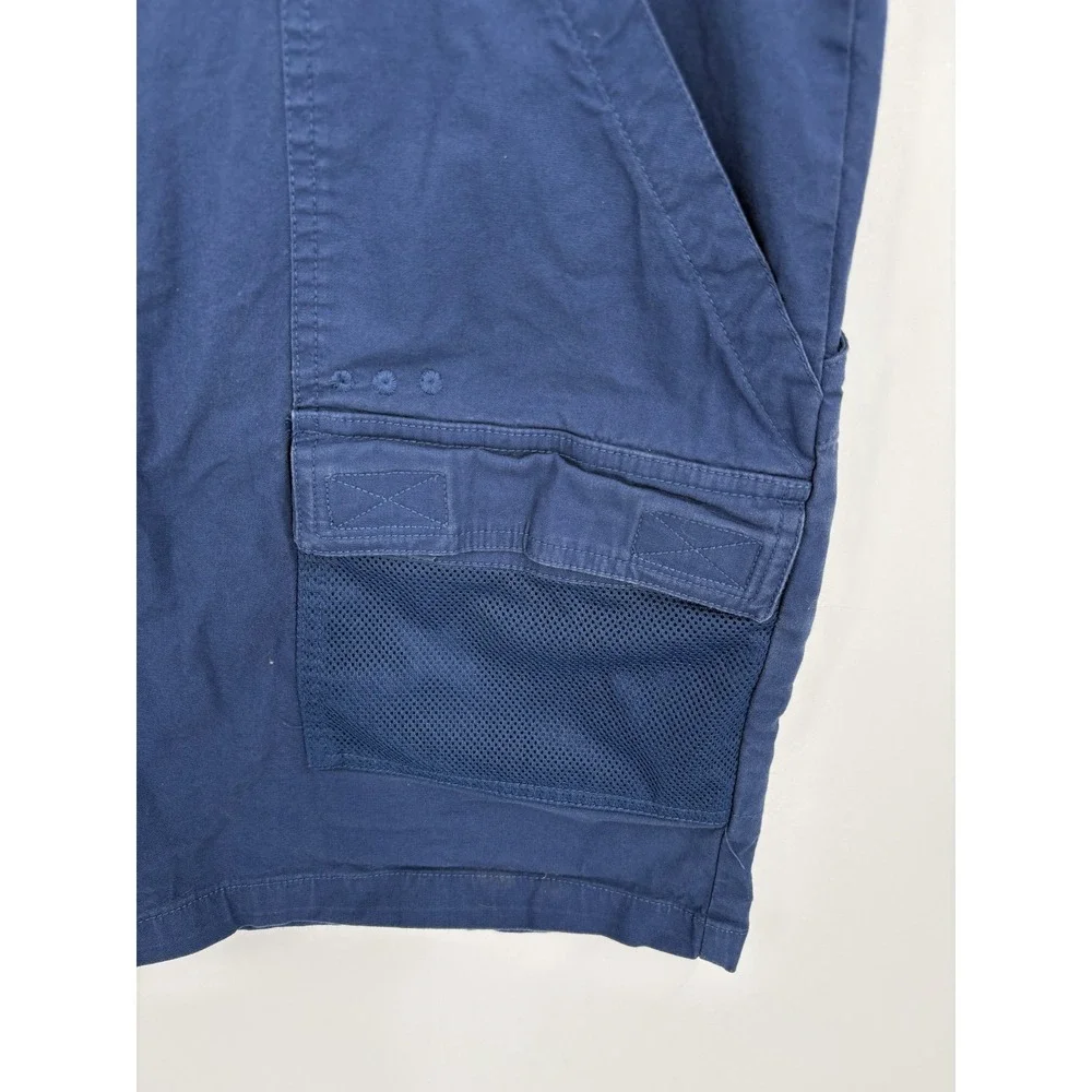 Columbia PFG Men's Blue Cotton Stretch Mesh Pocket Cargo Fishing Shorts, L, 8
